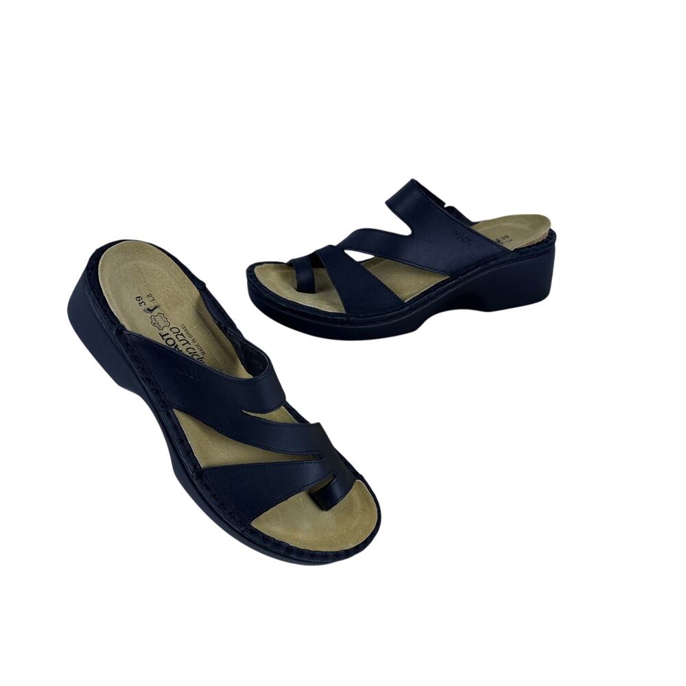 Naot Monterey Sandals Slip On Black Matte Leather Cork Footbed EU 39 US 8M NWT